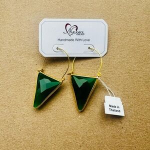 Nakamol Emerald Green and Gold Earrings